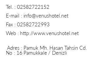 Vens Hotel Pamukkale iletiim bilgileri